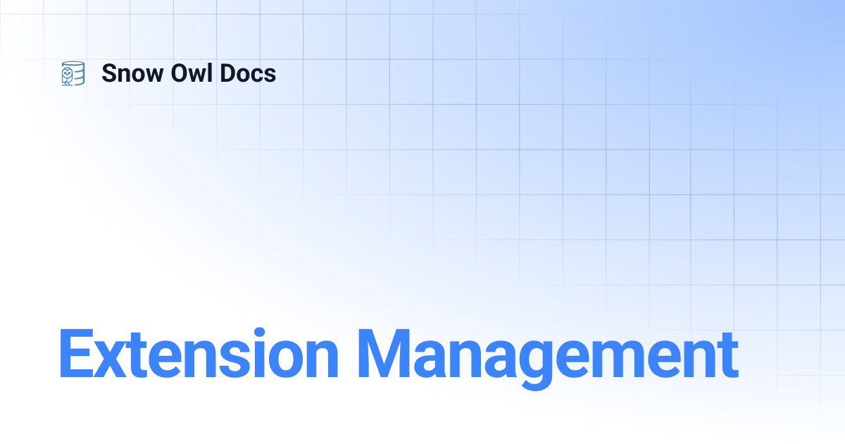 Extension Management | 8.x | Snow Owl Docs